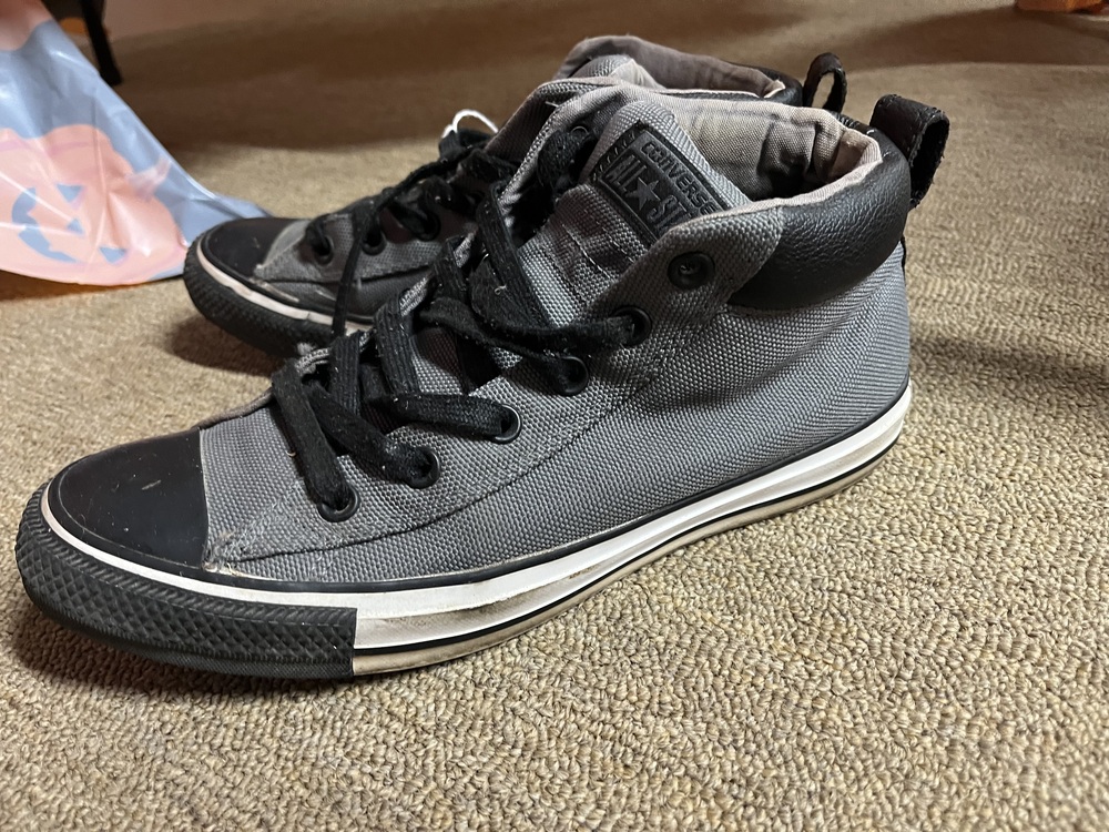 New Converse mens Street Mid Backpack Sneaker, GREY/BLACK, Junior 1, MSRP